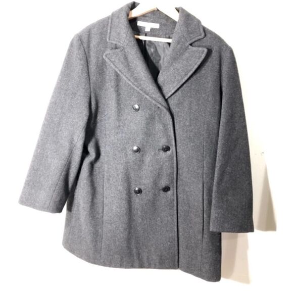 Jason Kole Charcoal Grey Double-Breasted Pea Coat — Size M - Picture 2 of 5